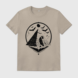 Футболка хлопковая мужская Сфинкс в пирамиде, цвет: миндальный
