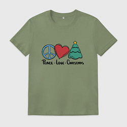 Мужская футболка Мир, любовь, Рождество