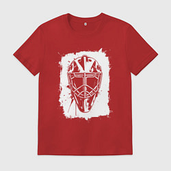 Футболка хлопковая мужская Вратарская маска в белом квадрате, цвет: красный