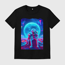 Мужская футболка Морти и Рик на неоновой планете