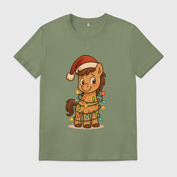 Мужская футболка Лошадка в гирлянде