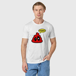 Футболка хлопковая мужская Deadpool shit, цвет: белый — фото 2