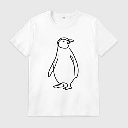 Мужская футболка Пингвин, лайн арт