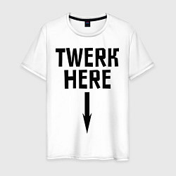 Футболка хлопковая мужская Twerk here, цвет: белый