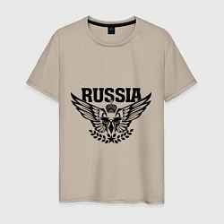 Футболка хлопковая мужская Russia: Empire Eagle, цвет: миндальный