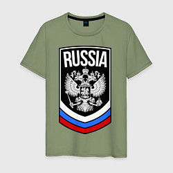 Футболка хлопковая мужская Russia, цвет: авокадо