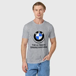 Футболка хлопковая мужская BMW Driving Machine, цвет: меланж — фото 2