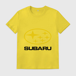 Футболка хлопковая мужская Subaru Logo, цвет: желтый