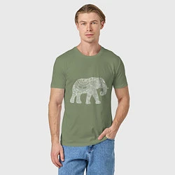 Футболка хлопковая мужская Расписной слон, цвет: авокадо — фото 2