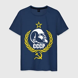 Футболка хлопковая мужская Вождь СССР, цвет: тёмно-синий