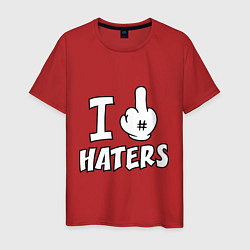 Футболка хлопковая мужская I f@ck haters, цвет: красный