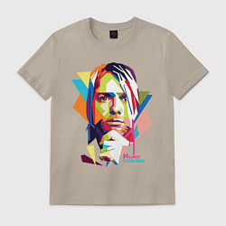 Футболка хлопковая мужская Kurt Cobain: Colors, цвет: миндальный