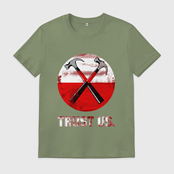 Футболка хлопковая мужская Pink Floyd: Trust us, цвет: авокадо