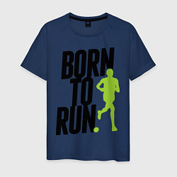 Футболка хлопковая мужская Рожден для бега, цвет: тёмно-синий