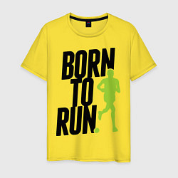 Футболка хлопковая мужская Рожден для бега, цвет: желтый