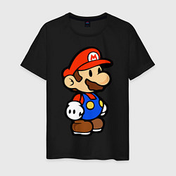 Футболка хлопковая мужская Влюбленный Марио, цвет: черный