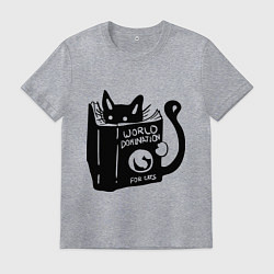 Футболка хлопковая мужская Кот с книгой, цвет: меланж