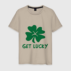 Футболка хлопковая мужская Get lucky, цвет: миндальный