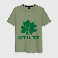 Футболка хлопковая мужская Get lucky, цвет: авокадо