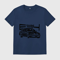 Футболка хлопковая мужская BMW E34, цвет: тёмно-синий