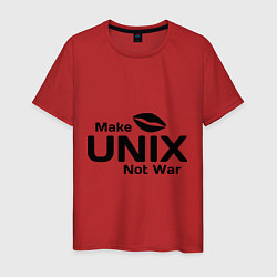 Футболка хлопковая мужская Make unix, not war, цвет: красный