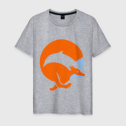 Футболка хлопковая мужская Лиса-дельфин, цвет: меланж