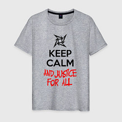 Футболка хлопковая мужская Keep Calm & Justice For All, цвет: меланж