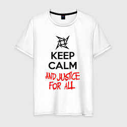 Футболка хлопковая мужская Keep Calm & Justice For All, цвет: белый