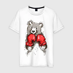 Футболка хлопковая мужская Bear Boxing, цвет: белый