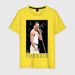 Футболка хлопковая мужская Queen: Freddie, цвет: желтый