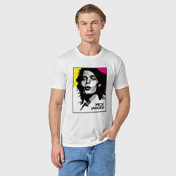 Футболка хлопковая мужская Rolling Stones: Mick Jagger, цвет: белый — фото 2
