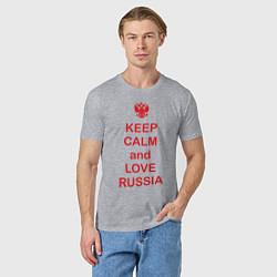 Футболка хлопковая мужская Keep Calm & Love Russia, цвет: меланж — фото 2