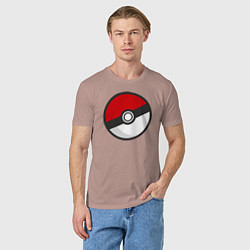 Футболка хлопковая мужская Pokeball, цвет: пыльно-розовый — фото 2