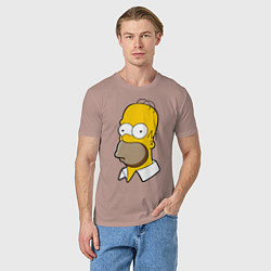 Футболка хлопковая мужская Sad Homer, цвет: пыльно-розовый — фото 2