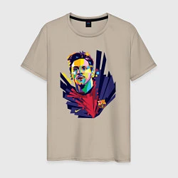 Футболка хлопковая мужская Messi Art, цвет: миндальный