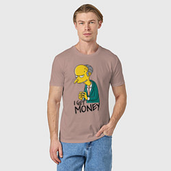 Футболка хлопковая мужская Mr. Burns: I get money, цвет: пыльно-розовый — фото 2