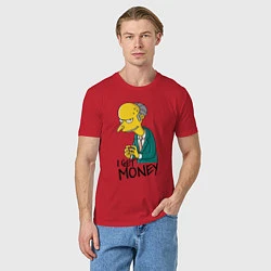 Футболка хлопковая мужская Mr. Burns: I get money, цвет: красный — фото 2