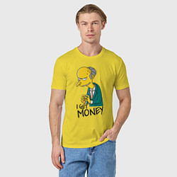 Футболка хлопковая мужская Mr. Burns: I get money, цвет: желтый — фото 2