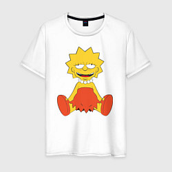 Футболка хлопковая мужская Lisa Simpson happy, цвет: белый