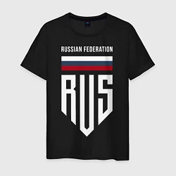 Футболка хлопковая мужская RUS: Russian Federation, цвет: черный