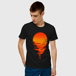 Футболка хлопковая мужская Sunset цвета черный — фото 2