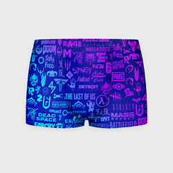 Трусы-боксеры мужские Неоновые геймерские лого, цвет: 3D-принт