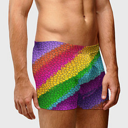 Трусы-боксеры мужские Яркая мозаика радуга диагональ, цвет: 3D-принт — фото 2