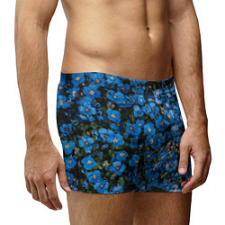 Трусы-боксеры мужские Поле синих цветов фиалки лето, цвет: 3D-принт — фото 2
