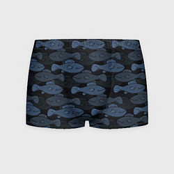 Трусы-боксеры мужские Синие рыбы на темном фоне, цвет: 3D-принт