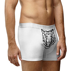 Трусы-боксеры мужские Черно белый тигр, цвет: 3D-принт — фото 2