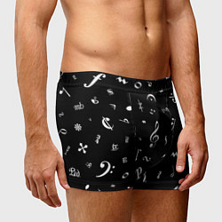 Трусы-боксеры мужские Нотные Знаки Белые на Черном, цвет: 3D-принт — фото 2