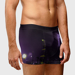 Трусы-боксеры мужские Неоновые высотки в городе - Фиолетовый, цвет: 3D-принт — фото 2