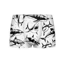 Трусы-боксеры мужские Кровожадные акулы - стая, цвет: 3D-принт