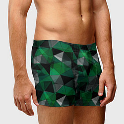 Трусы-боксеры мужские Зеленый, серый и черный геометрический, цвет: 3D-принт — фото 2